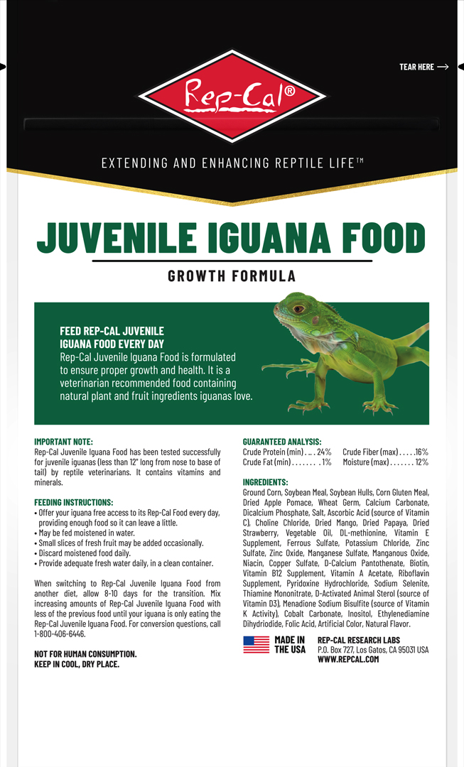 幼体イグアナフード170g　パッケージ裏面