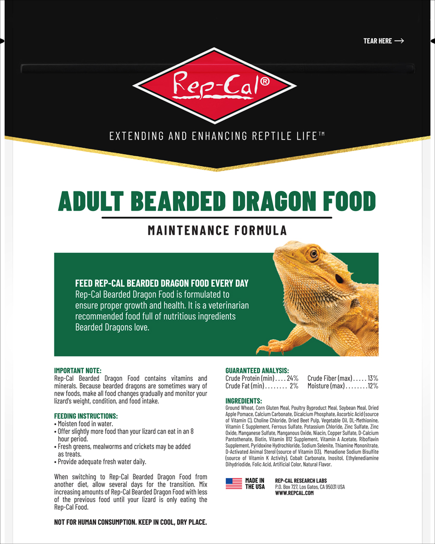 成体フトアゴヒゲトカゲフード680g パッケージ裏面