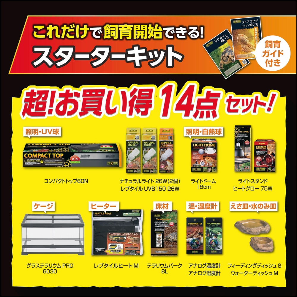 フトアゴ&リクガメ飼育キットGTP6030　お買い得14点セット