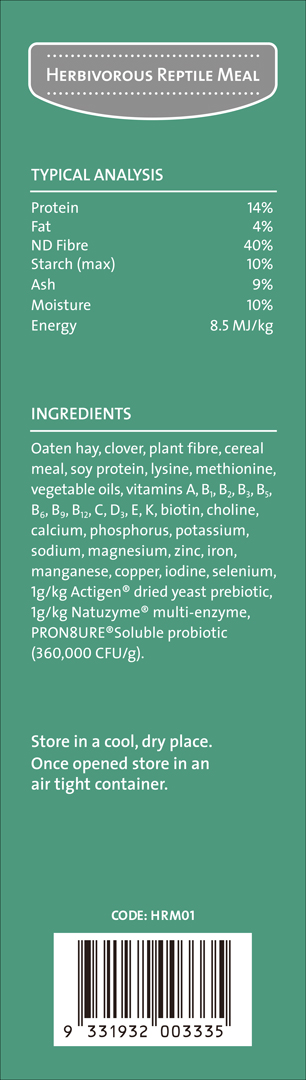 ハービヴォラスレプタイルミール1kg　パッケージ側面2